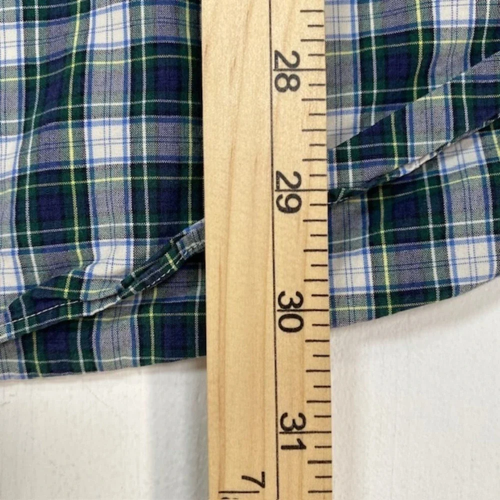 Ralph Lauren Mens Classic Fit Plaid Button Down Shirt Navy Blue Green Large L - Picture 4 of 10